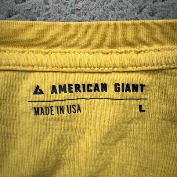 American Giant Shirt Mens Large Yellow V-Neck Supima Cotton Made in USA Tee - Picture 2 of 11
